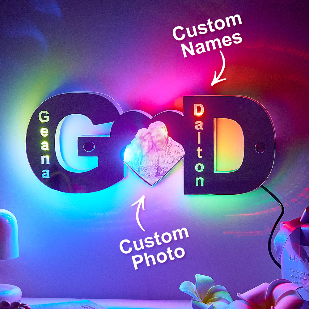 Personalized letter heart photo led mirror light Valentine's Day Gifts - soufeelau