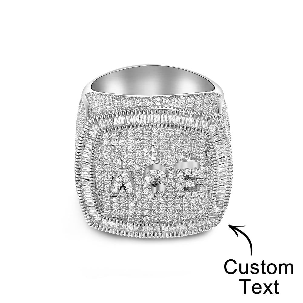 Custom Name Hip Hop Ring Personalized Trendy Inlaid Zircon Ring Gifts For Him - soufeelau