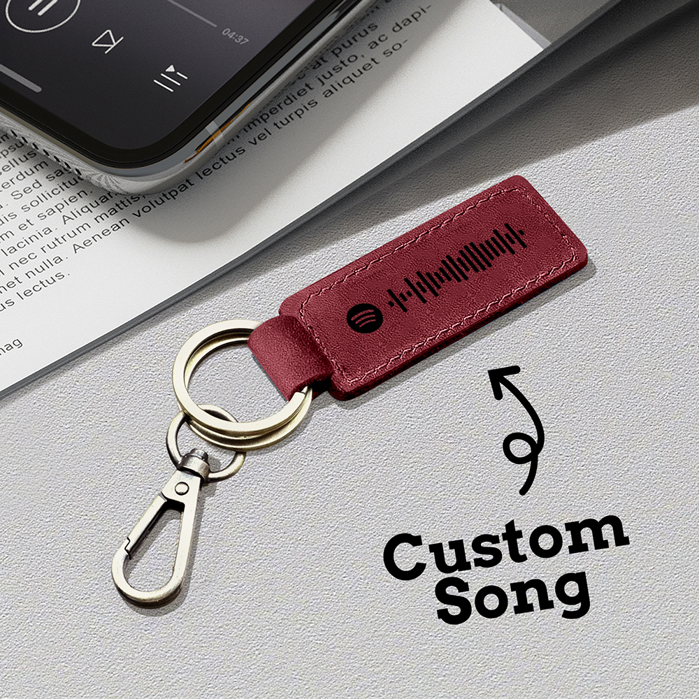 Custom Spotify Leather keychain Personalized Scannable Spotify keychain Anniversary Gift Valentines Day Gift Husband Birthday Gift - soufeelau