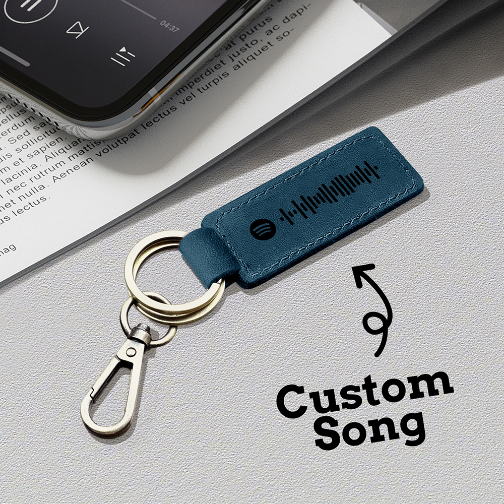 Custom Spotify Leather keychain Personalized Scannable Spotify keychain Anniversary Gift Valentines Day Gift Husband Birthday Gift - soufeelau