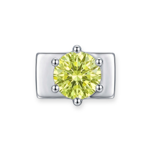 Yellow-Green Round Diamond Charm - Silver