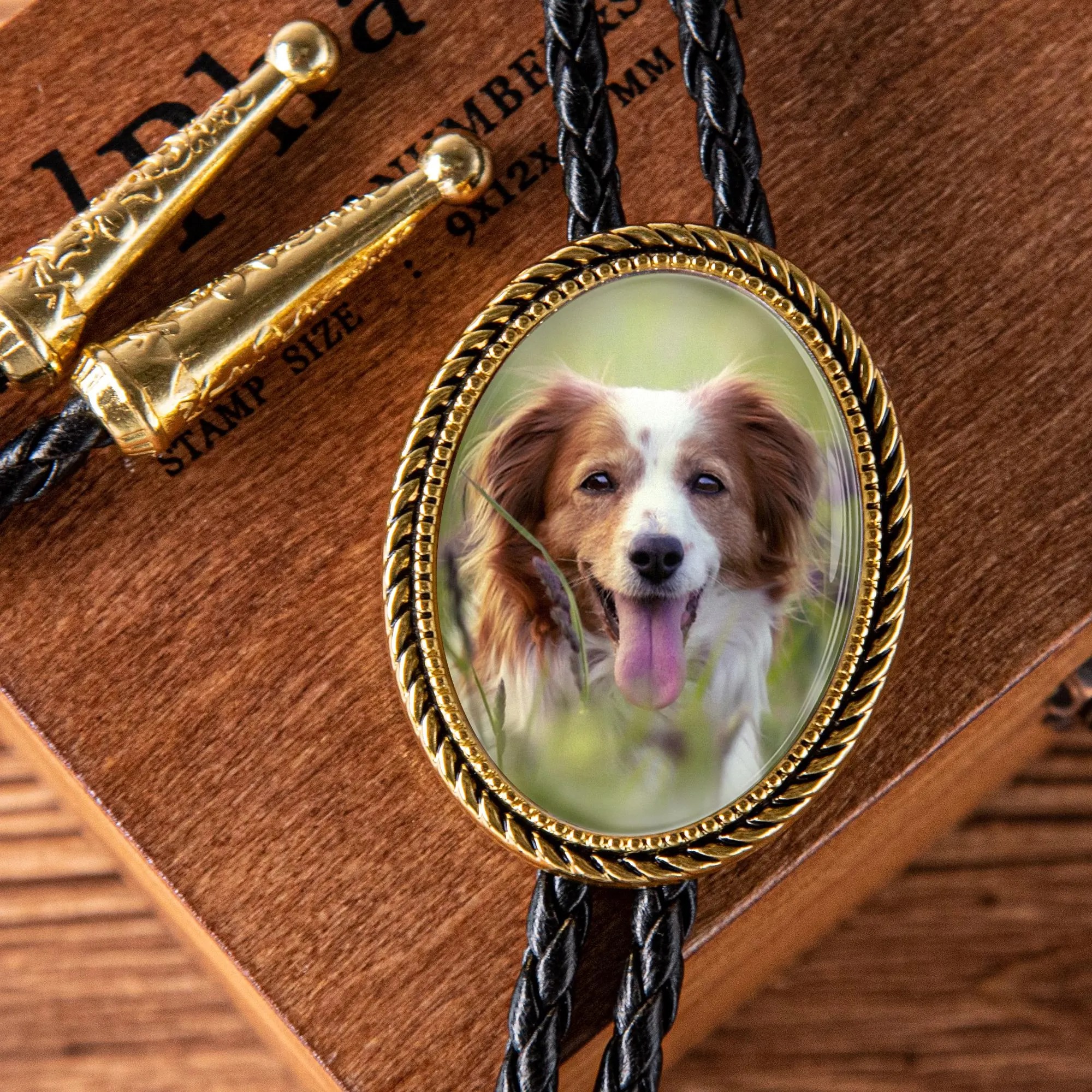 Personalized Photo Bolo Tie Necklace, Custom Leather Cord Western Tie, Pendant Necklace, Anniversary Souvenir, Valentine's Day Gift - soufeelau