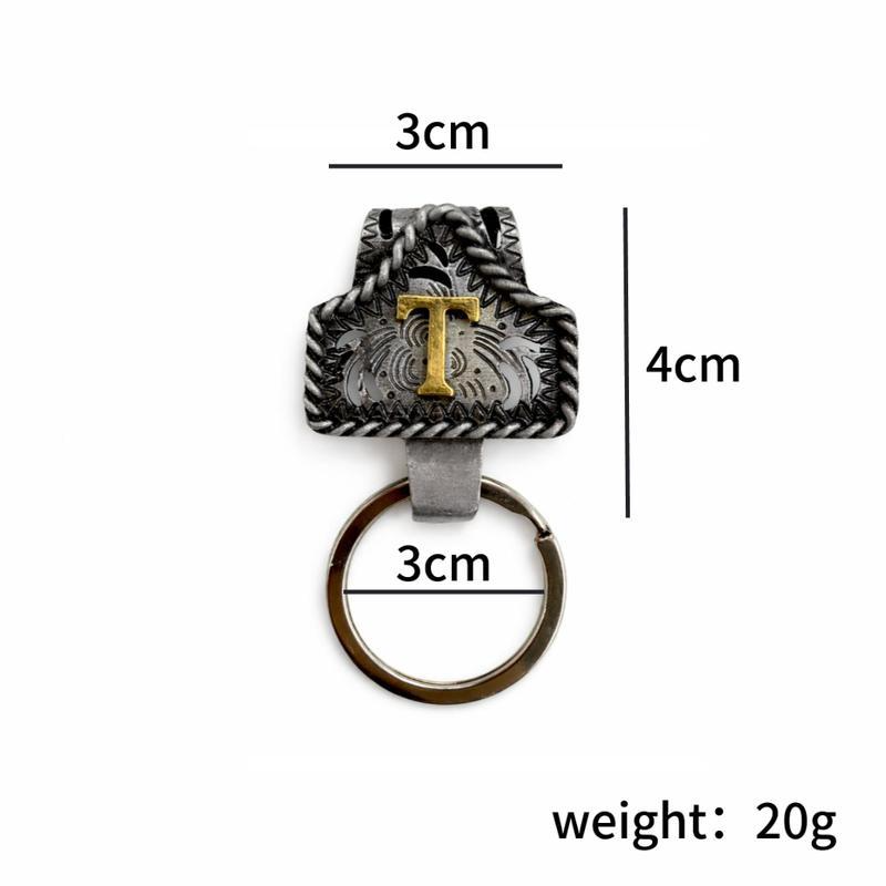 Custom Cow Tag Belt Key Holder with Copper Letter Charm – Handmade Texas Western Keychain Gift - soufeelau