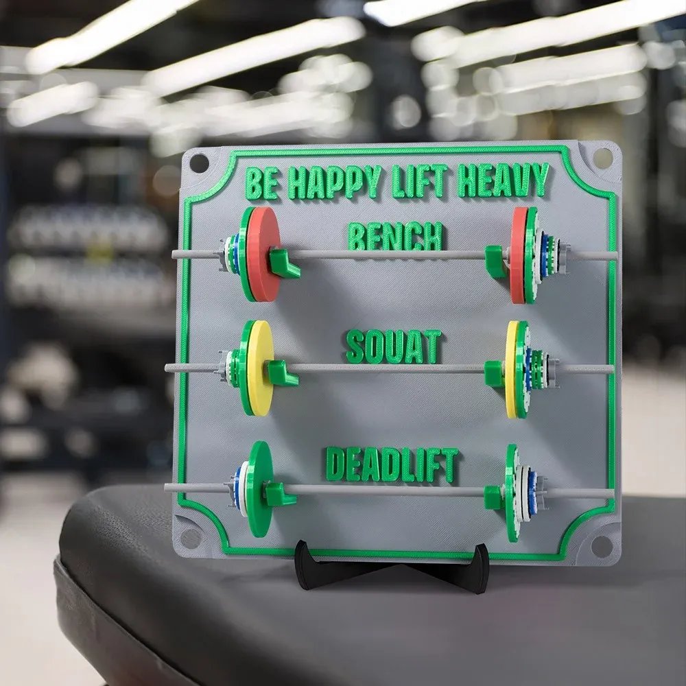 Custom Weightlifting Personal Tracking Board, 3D Printed Fitness Recording Board with Minibarbells for Home Gym Workout, Gift for Sports Lover - soufeelau