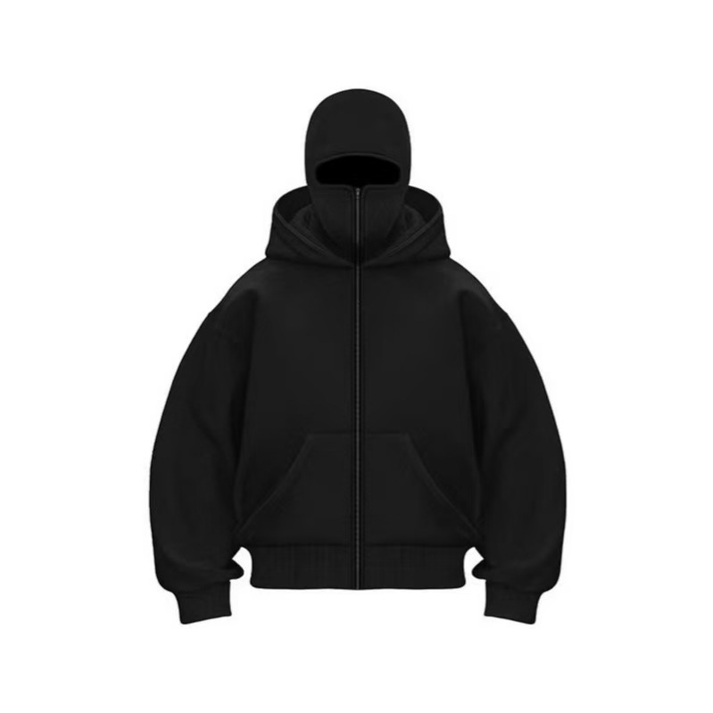 2-in-1 Mask Zipped Hoodie Windproof Sports Jacket with Face Mask Unisex Zip-Up Antisocial Wear - soufeelau