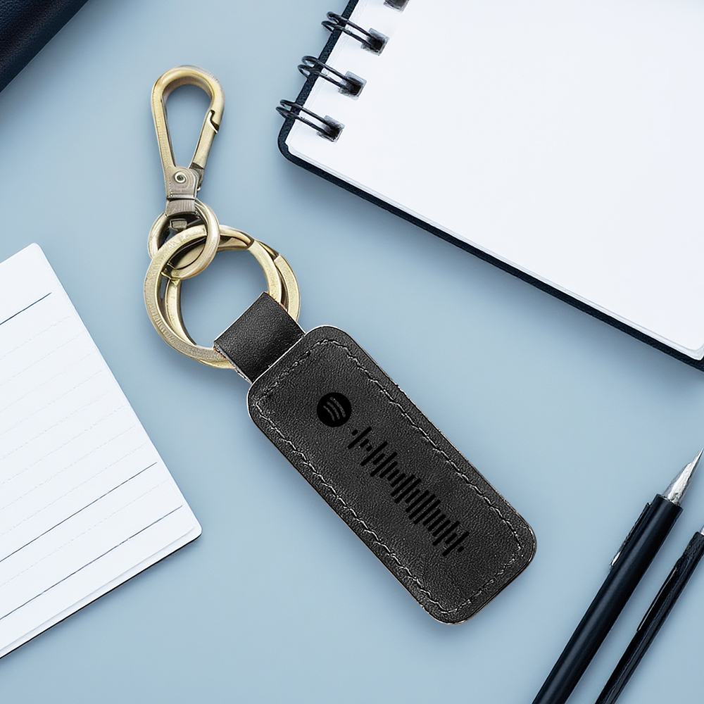Custom Spotify Leather keychain Personalized Scannable Spotify keychain Anniversary Gift Valentines Day Gift Husband Birthday Gift - soufeelau