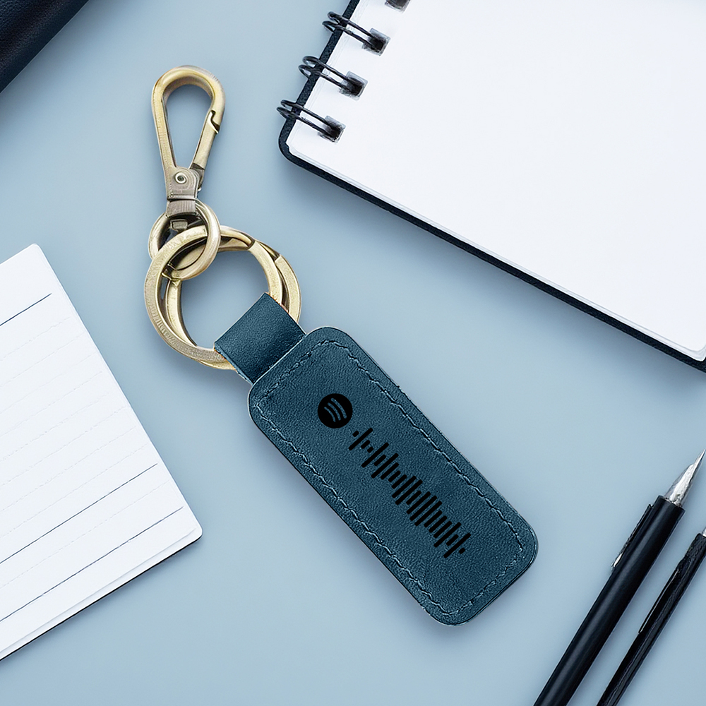 Custom Spotify Leather keychain Personalized Scannable Spotify keychain Anniversary Gift Valentines Day Gift Husband Birthday Gift - soufeelau