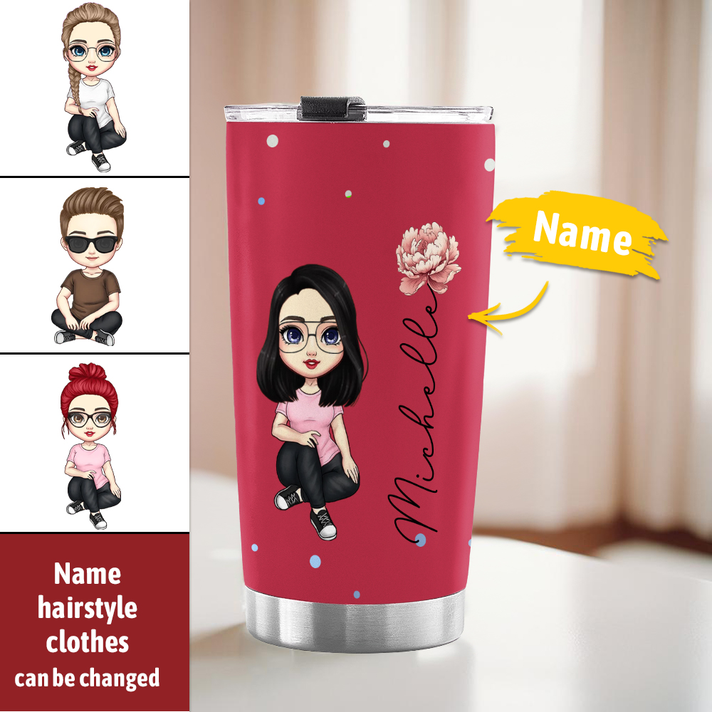 Personalised Tumbler Cup Custom Cute Cartoon Birth Flower Water Cup Custom Name Cup Birthday Back to School Gift for Kids - soufeelau