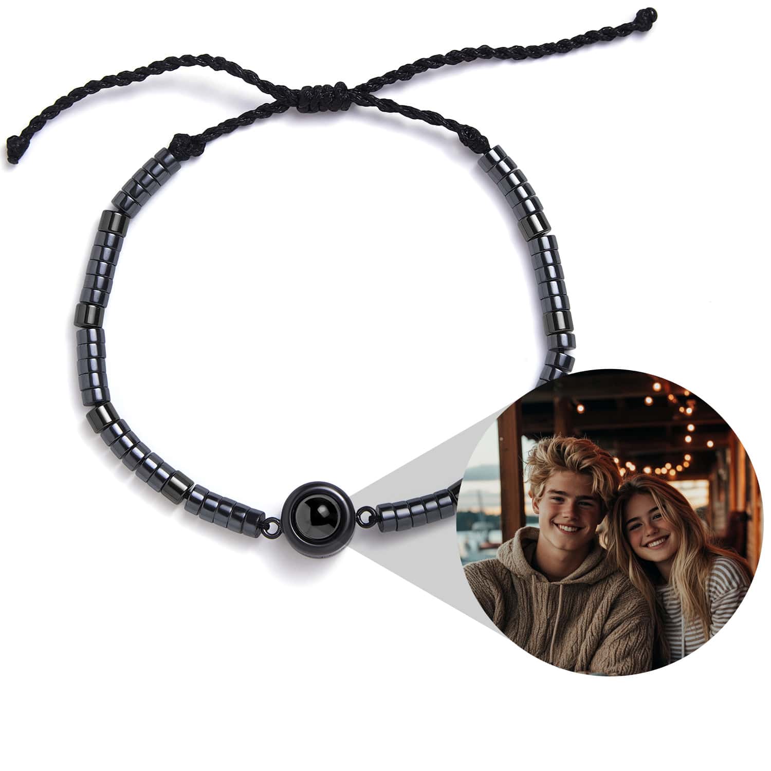 Personalized Beaded Photo Bracelet Custom Projection Bracelet Christmas Gift for Him - soufeelau
