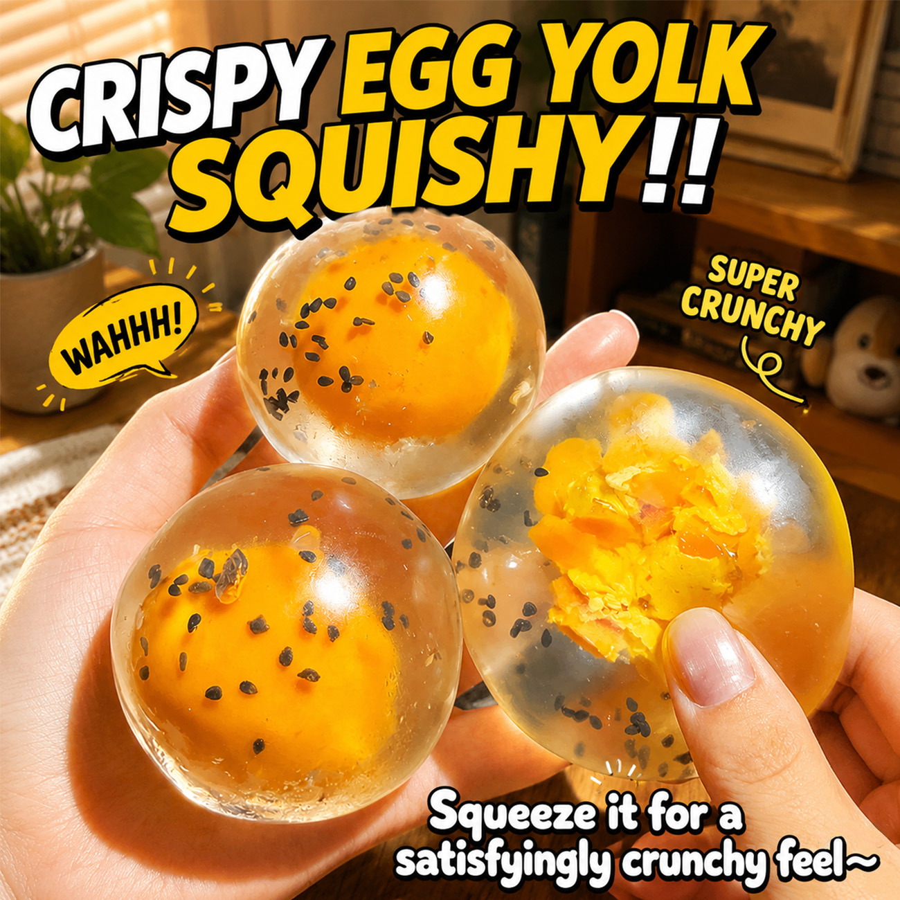 Crispy Egg Yolk Squishy Toy – Crunchy Sensory Stress Relief Gift for Kids & Adults, Perfect for Christmas, Halloween & Birthday Parties - soufeelau