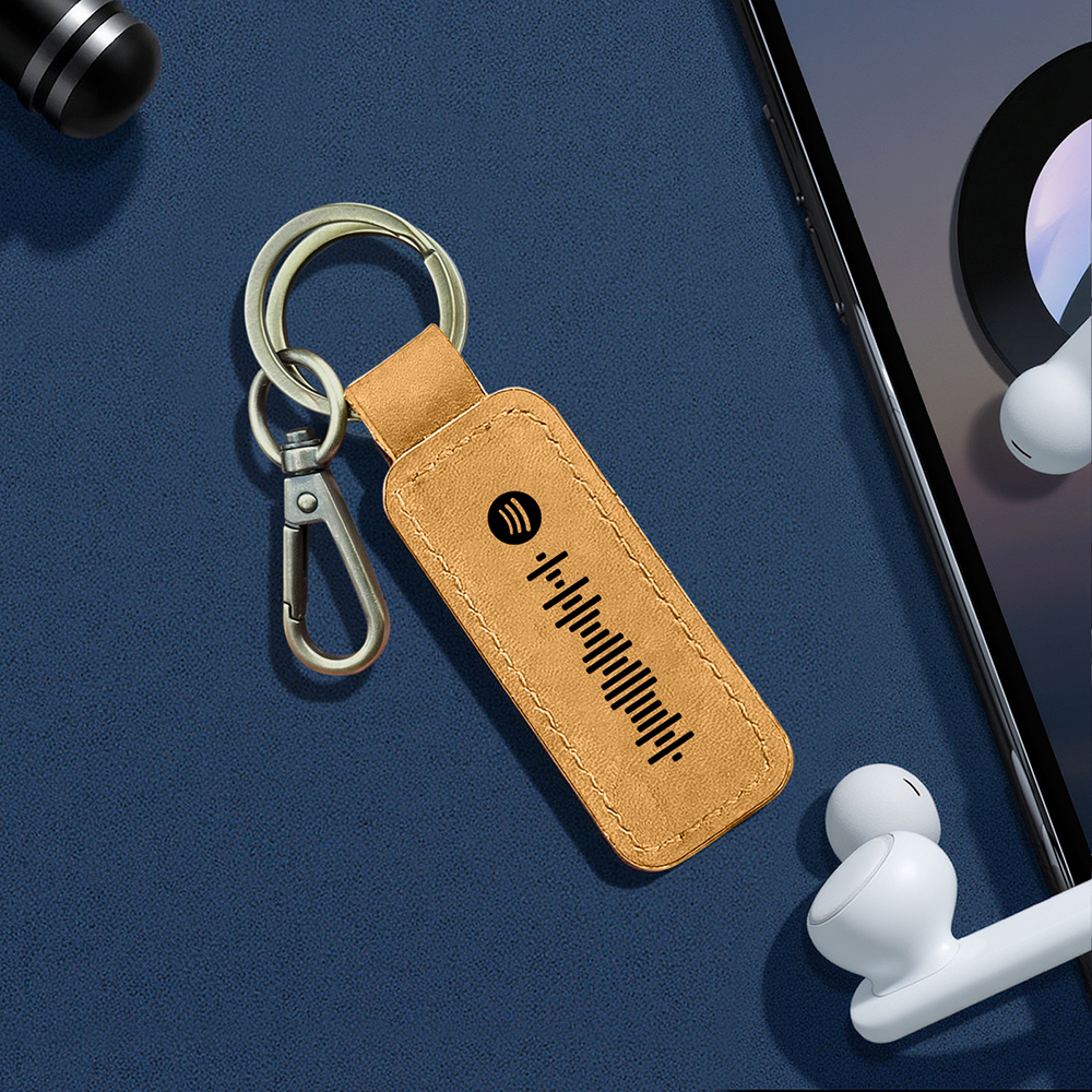 Custom Spotify Leather keychain Personalized Scannable Spotify keychain Anniversary Gift Valentines Day Gift Husband Birthday Gift - soufeelau