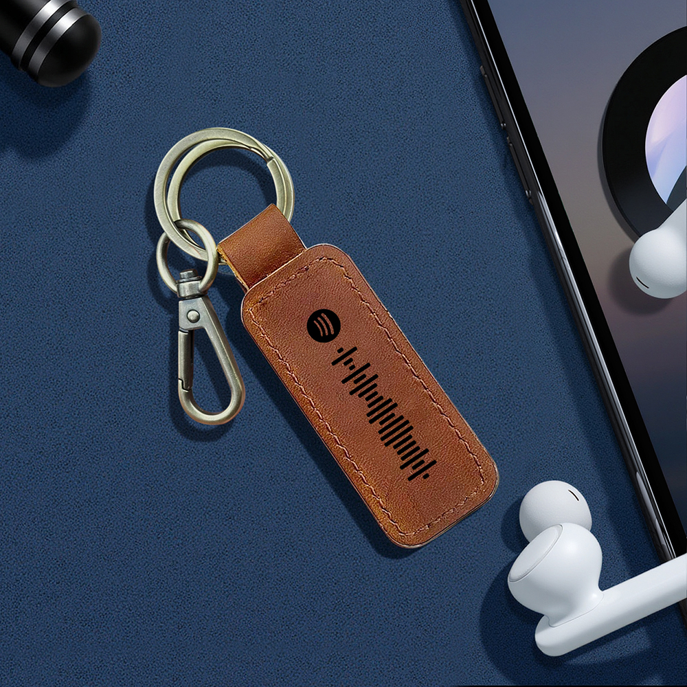 Custom Spotify Leather keychain Personalized Scannable Spotify keychain Anniversary Gift Valentines Day Gift Husband Birthday Gift - soufeelau