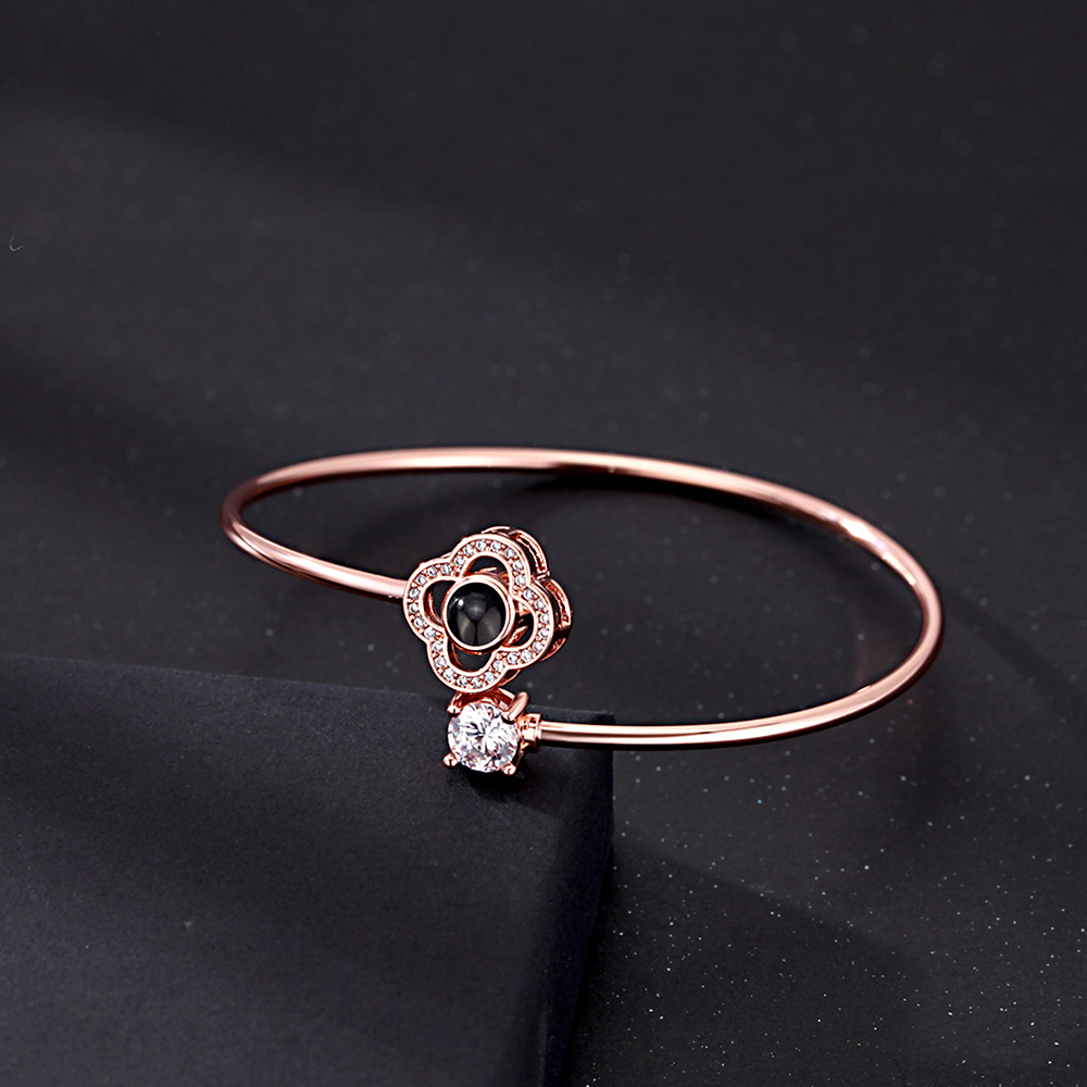 Custom Projection Bracelet Personalized Photo Bracelet Heart Jewelry Gift for Her - soufeelau