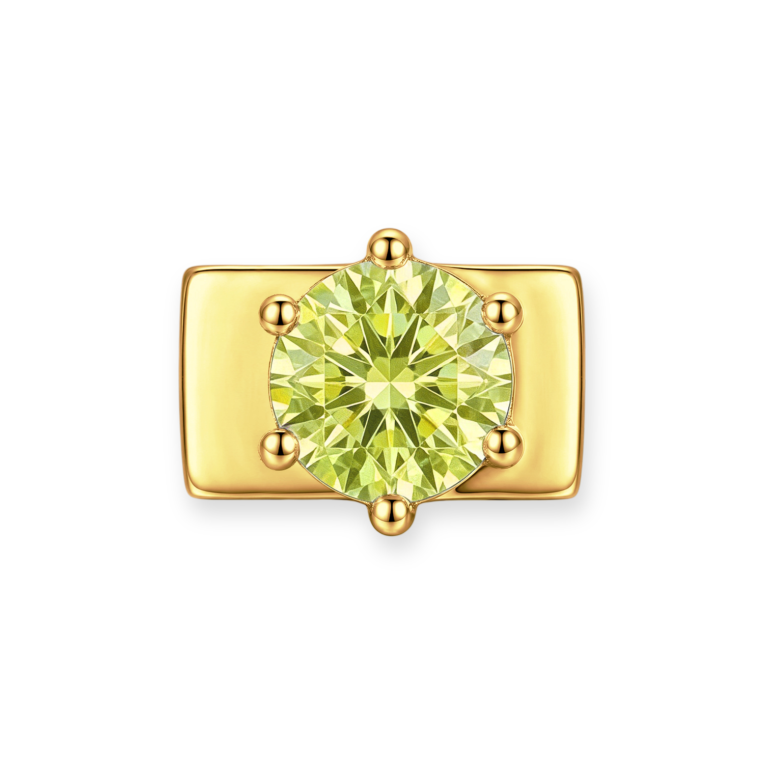 Yellow-Green Round Diamond Charm - Gold - soufeelau