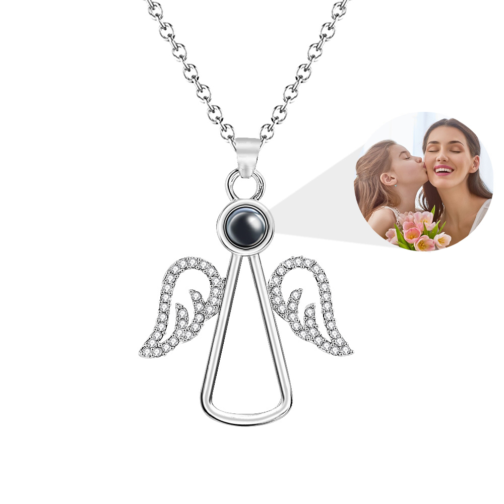Angel Photo Necklace Personalised Projection Necklace Mother's Day Gifts - soufeelau