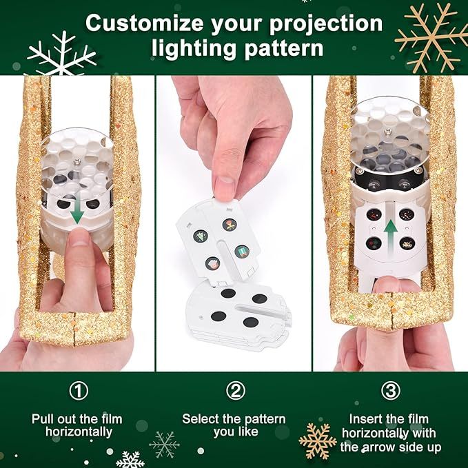 Christmas Tree Topper Star Lighted With 6 Projection Modes Christmas Star Tree Topper With Led Rotating Lights Gold Tree Topper 3d Glitter Dynamic Projection For Xmas Party Holiday Decorations - soufeelau