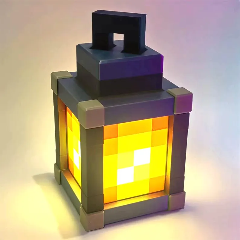 Pixelated Night Light Lantern Chargeable & Bigger- Night Lamp Birthday Gift - Kids Bedroom Decoration - Gamer Room Decor - Christmas Gift - soufeelau