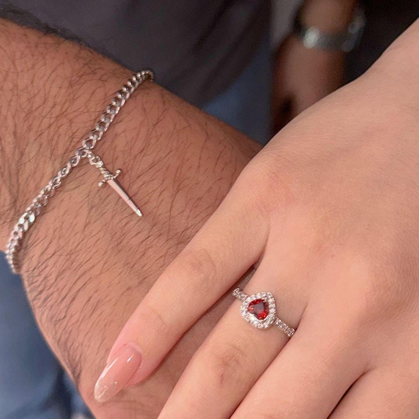 You Are In My Heart Ring and Bracelet Set Heart Sword Ring Bracelet - soufeelau