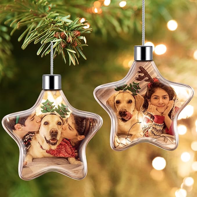 Personalized Photo Ball Christmas Ornaments Custom Double-Sided Picture Ornaments for Christmas Trees Christmas Decor Xmas Gifts for Mom Dad Kids Pets - soufeelau