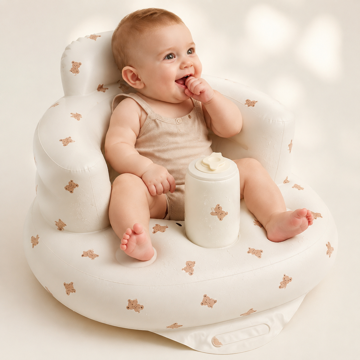 Inflatable Baby Sit Up Seat – Portable Infant Support Chair, Baby Learning Seat for Sitting Practice & Comfort - soufeelau