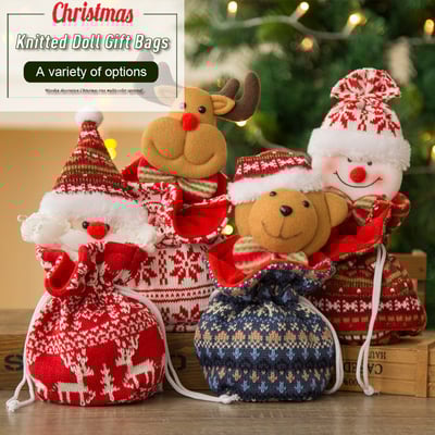 Christmas Knitted Doll Gift Bags Christmas Gift Box Holiday - soufeelau