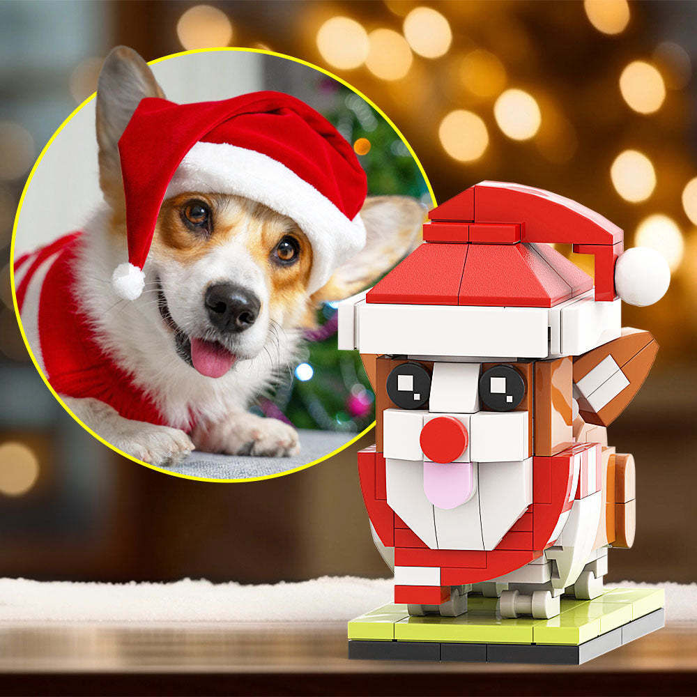 Christmas Detailed Corgi Fully Body Puppy Customizable Corgi 1 Dog Photo Custom Brick Figures Small Particle Block Brick Me Figures Customized Corgi Only - soufeelau