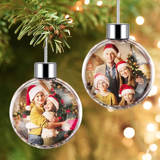 Personalized Photo Ball Christmas Ornaments Custom Double-Sided Picture Ornaments for Christmas Trees Christmas Decor Xmas Gifts for Mom Dad Kids Pets - soufeelau