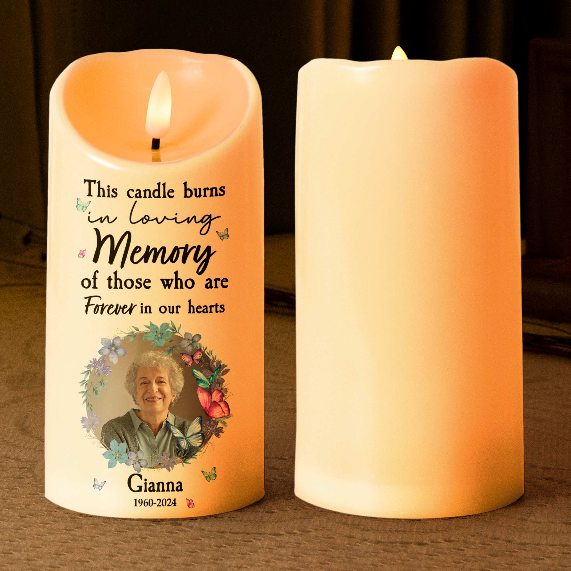 Personalized Photo LED Candle This Candle Burns In Loving Memory Memorial Gift for Grandma - soufeelau