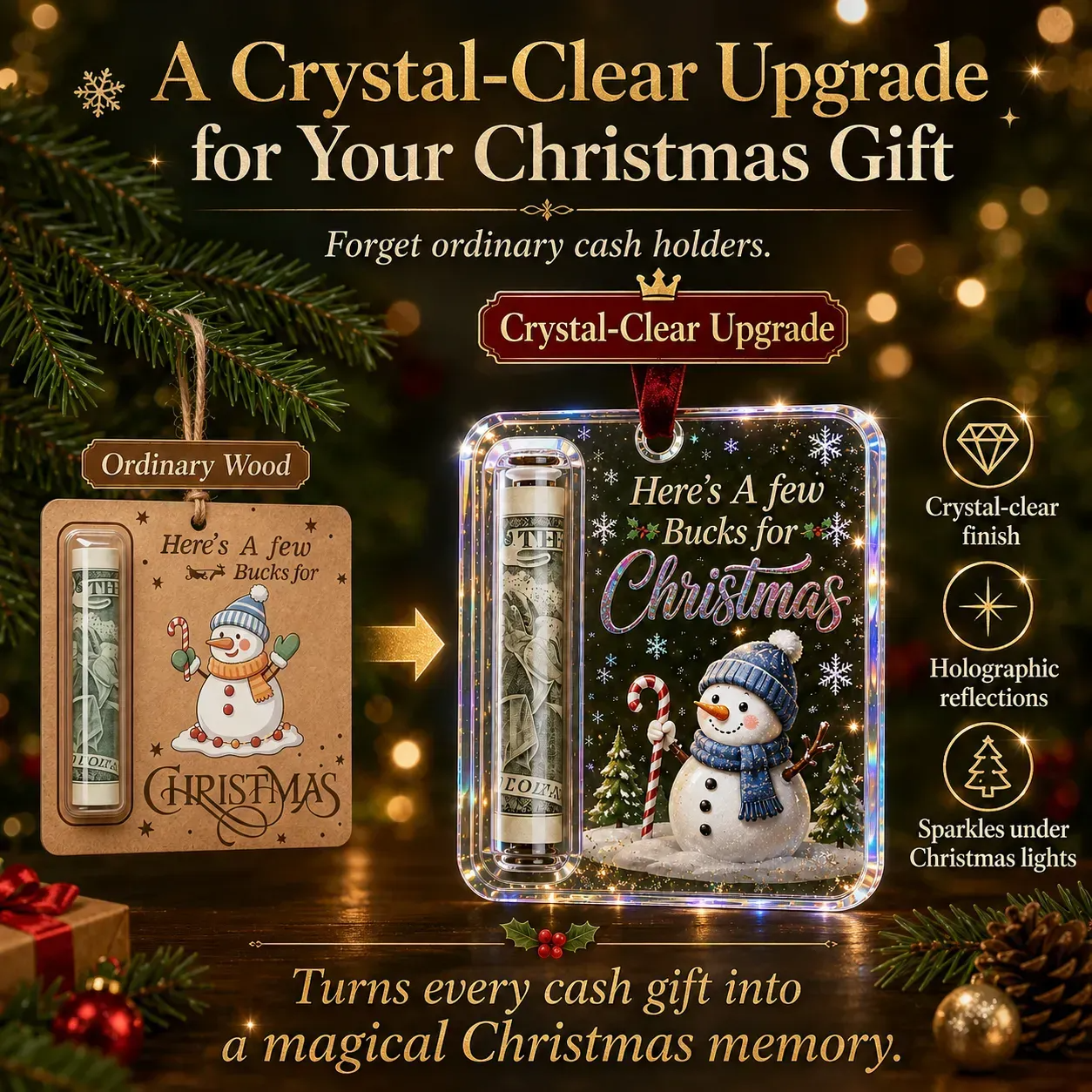 Christmas Cash Gift Ornament- Make Cash Feel Like A Real Christmas Gift - soufeelau