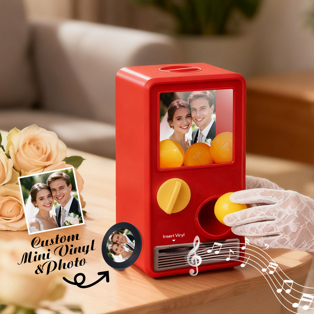 Personalized Music and Photo Music Gachapon Machine Custom Song Mini Record Box Retro Gifts for Wedding - soufeelau