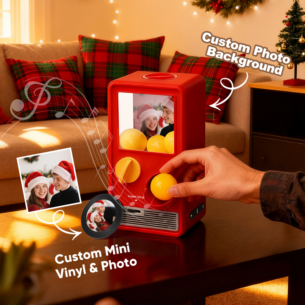 Personalized Music and Photo Music Gachapon Machine Custom Song Mini Record Box Retro Christmas Gifts for Her - soufeelau