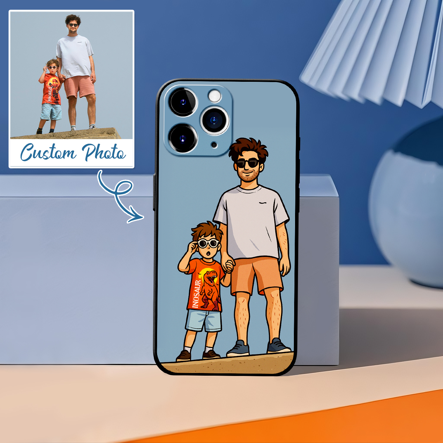Personalized Anime Portrait Phone Case Cartoon Style Father's Day Gift - soufeelau