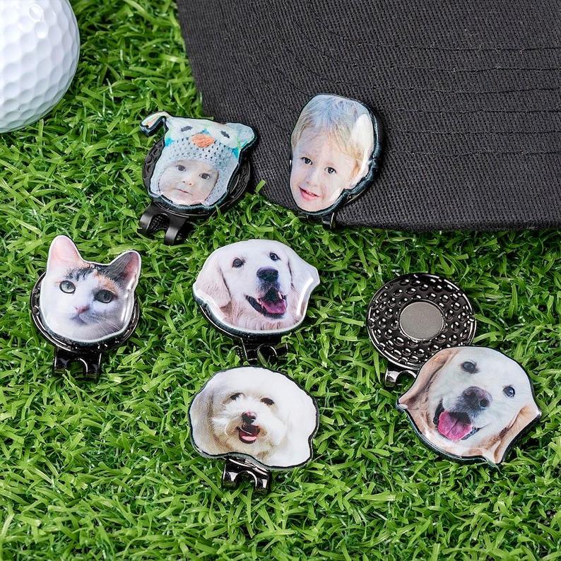 Custom Golf Marker with Photo, Picture Golf Ball Marker Magnetic Hat Clip Golf Accessory, Christmas/Father's Day Gift for Golf Lovers/Father - soufeelau