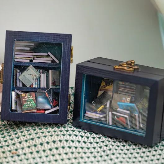 Pocket Edition Anxiety Bookcase, MINI bookcase, Miniature Landscape, Miniature Bookcase, Book Lover Gift, Study Decoration - soufeelau