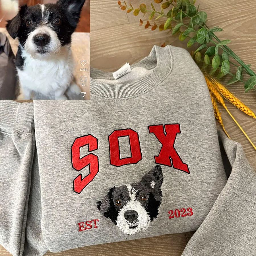 Custom Embroidered Sweatshirt Pet Portrait Sweatshirt Photo Hoodie Gifts for Pet Lovers - soufeelau