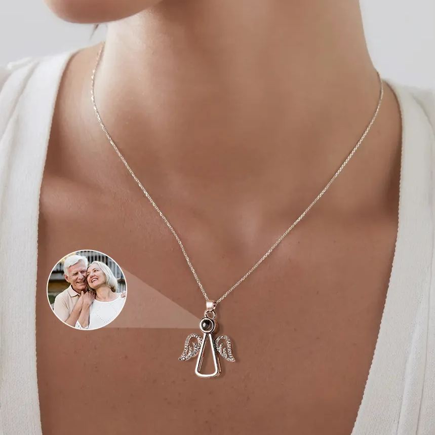 Angel Photo Necklace Personalized Projection Necklace Christmas Gifts - soufeelau