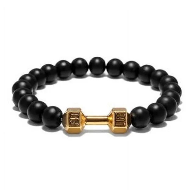 Metal Dumbbell Beads Bracelet Fitness Jewelry for Weightlifting Enthusiasts Sporty Accessory - soufeelau