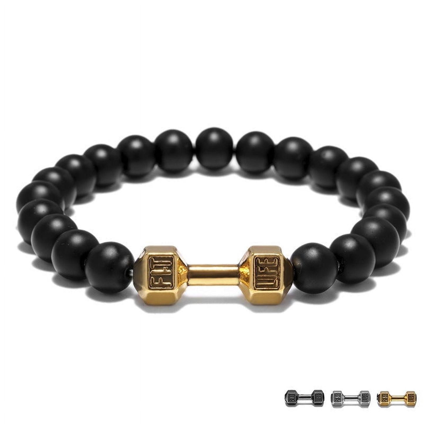 Metal Dumbbell Beads Bracelet Fitness Jewelry for Weightlifting Enthusiasts Sporty Accessory - soufeelau