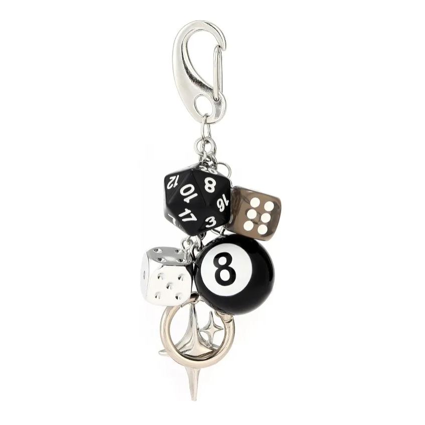 8 Ball Keychain Star Dice Billiards Keychain Lucky Magic 8 Ball Keychain Bag backpack Purse Charm - soufeelau
