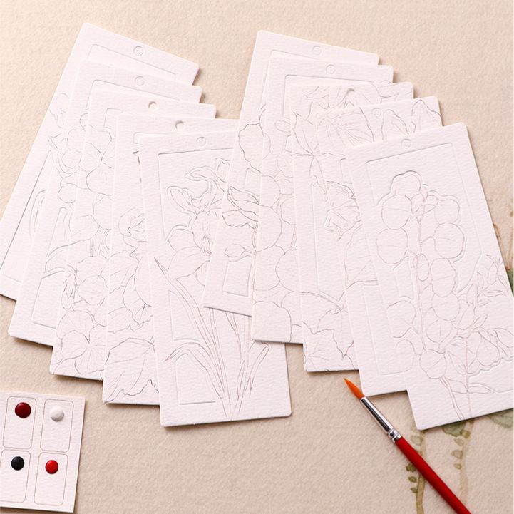 10 Sheets Watercolor Workbook Bookmarks with Free Paint Set Say Goodbye to Anxiety Awaken Your Artistic Talent - soufeelau