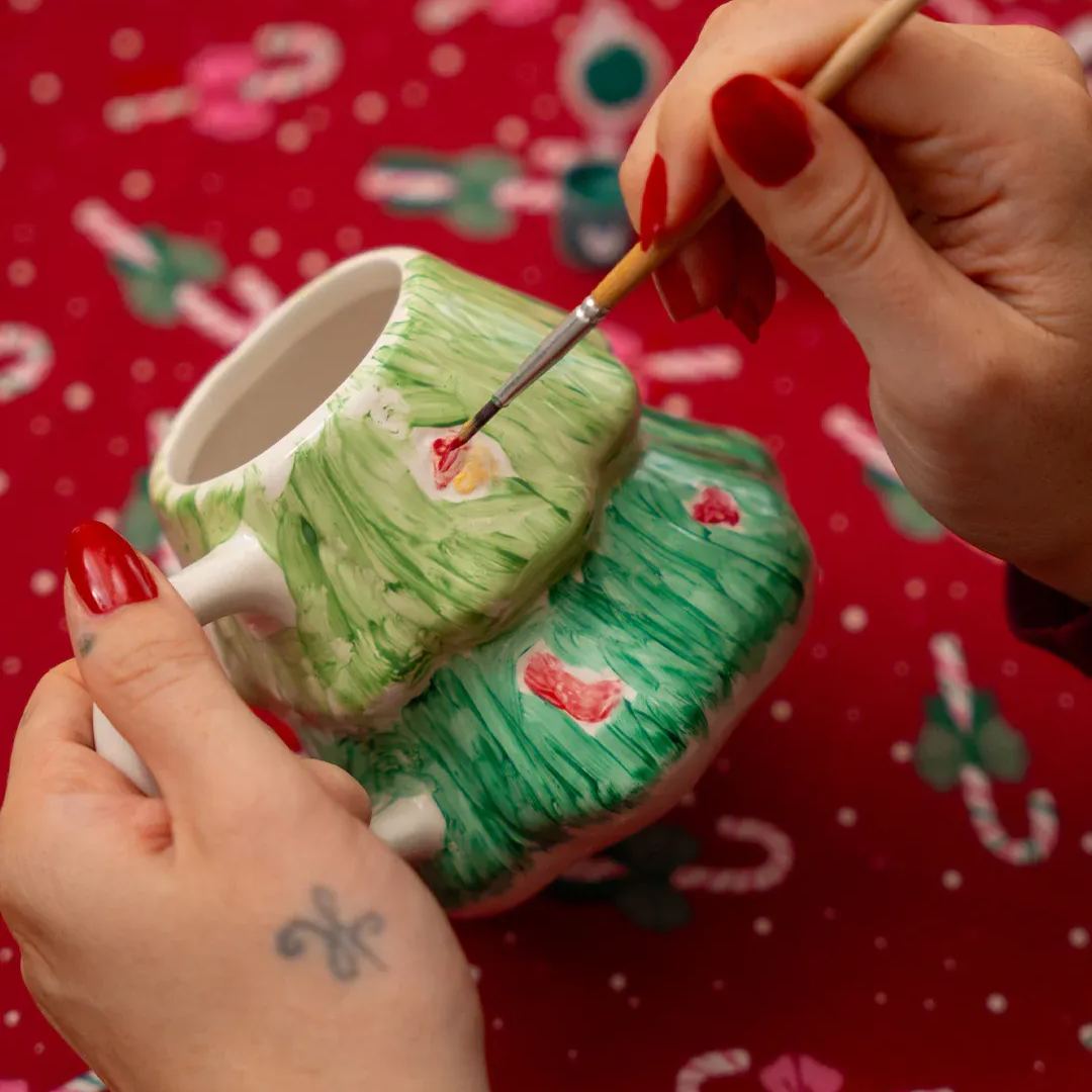 White DIY Christmas Tree Mug – Paintable Ceramic Holiday Coffee Cup - soufeelau