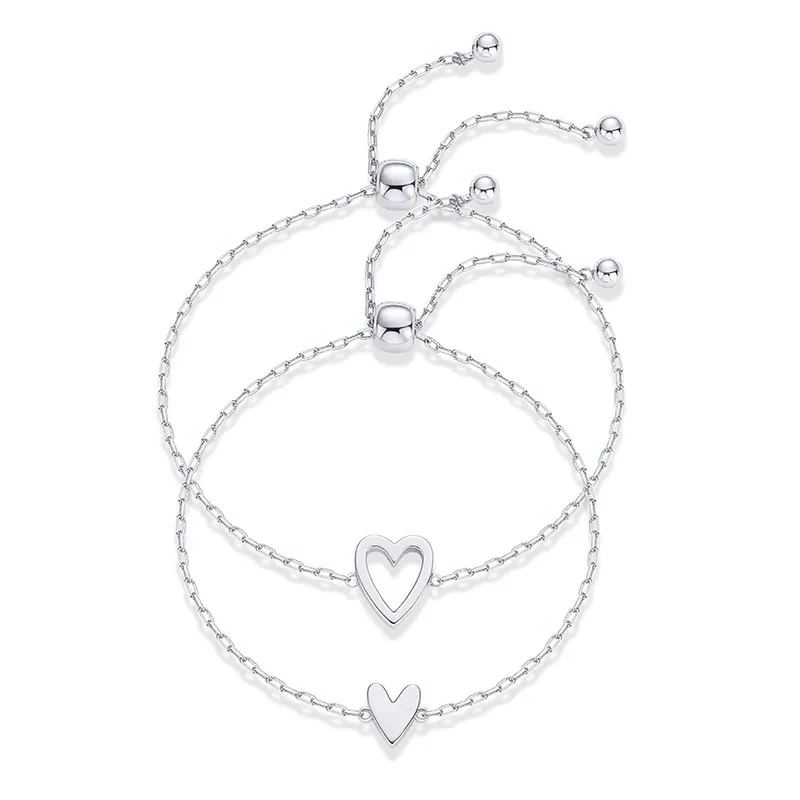 Heart-Shaped Bracelet Set Stainless Steel Adjustable Couple Bracelet Friend Bracelet Jewelry - soufeelau