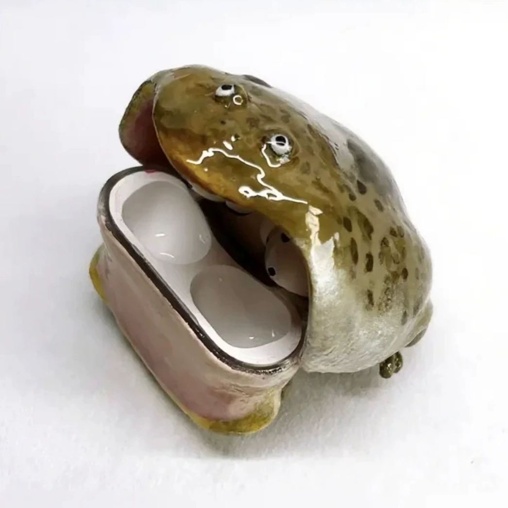 Ugly Frog Earphone Case with Bowknot for Apple AirPods Pro 2/3 Creative Design Earphone Protective Cover - soufeelau