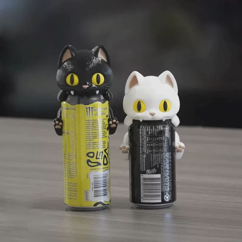 Cute Cat Soda Can Lid Dust Cover Reusable Beverage Can Protector Top Cap Spill Proof Soda Can Topper for Beer Juice Energy Drinks - soufeelau