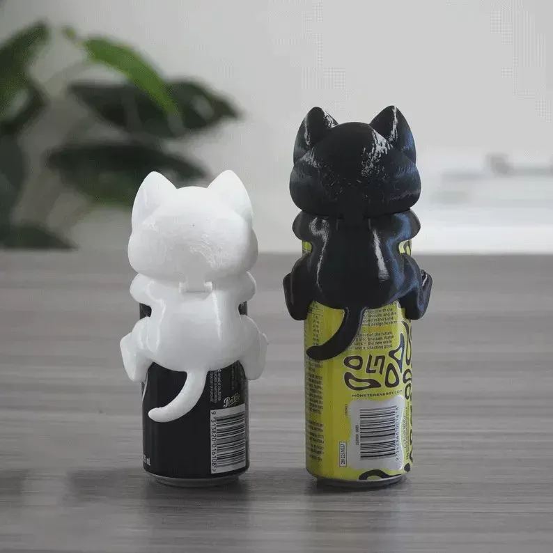 Cute Cat Soda Can Lid Dust Cover Reusable Beverage Can Protector Top Cap Spill Proof Soda Can Topper for Beer Juice Energy Drinks - soufeelau