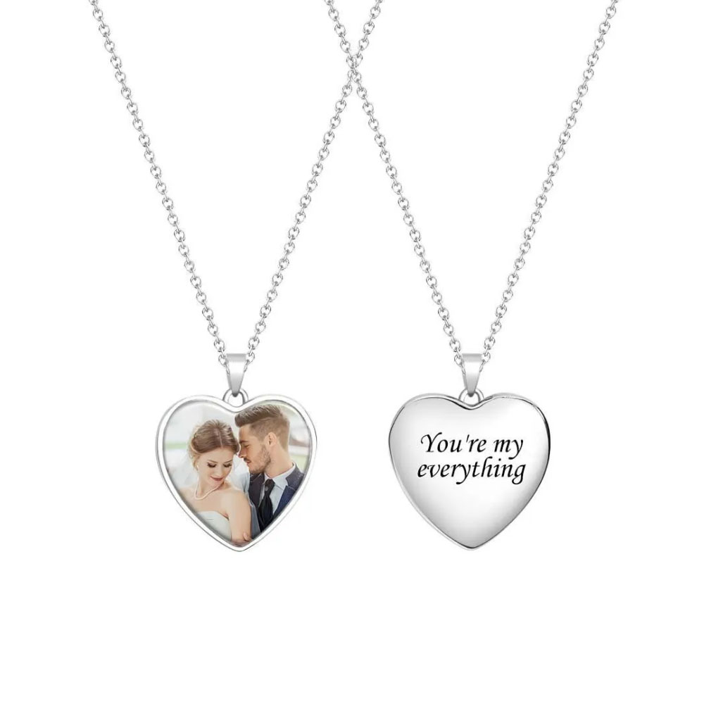 Custom Photo Engraved Necklace Heart Shape Commemorate Gifts for Men