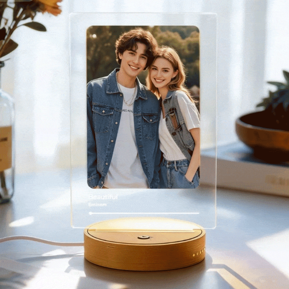 Custom One-Click Play Music Plaque LED Night Light with Speaker Can Play Without a Phone - soufeelau