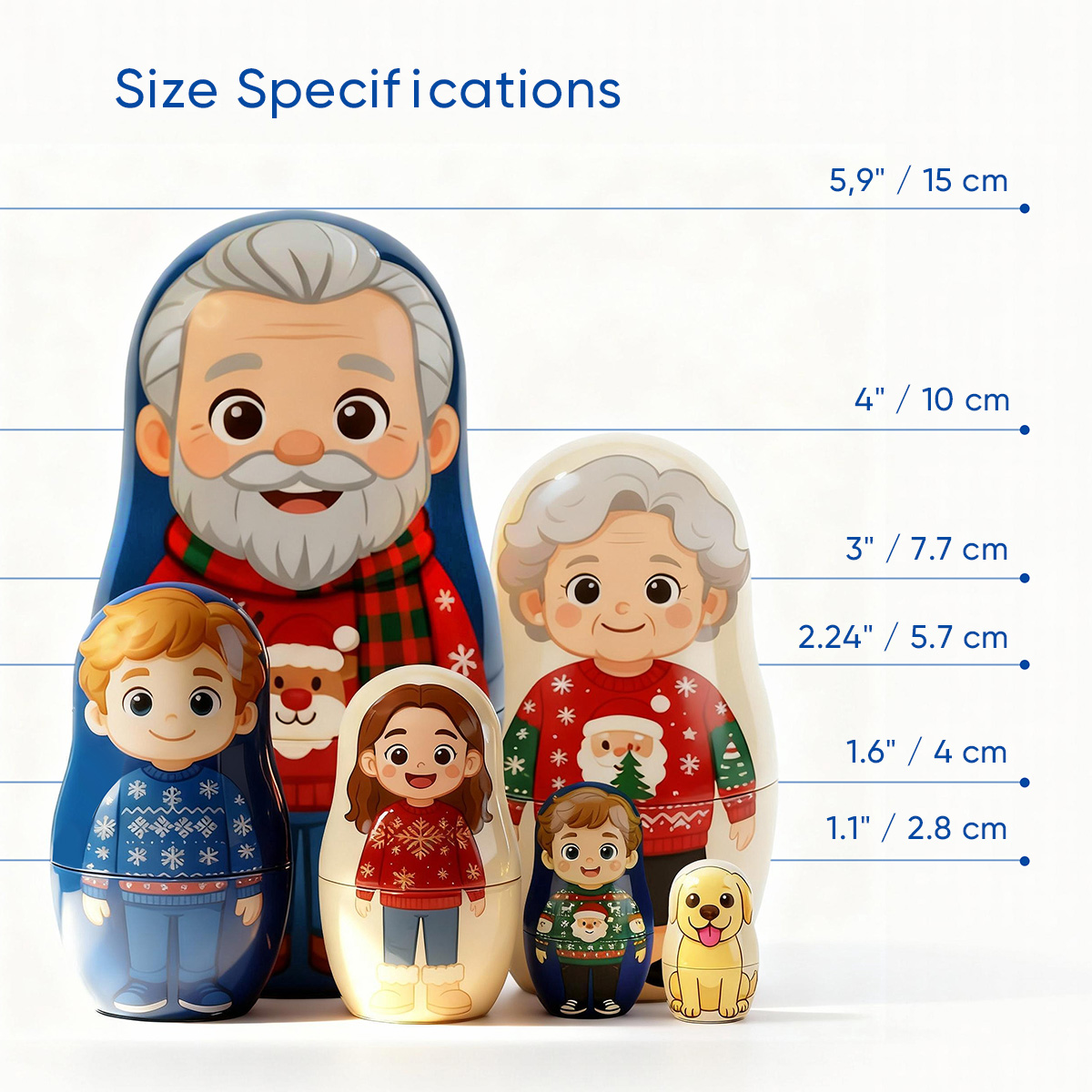 Personalized Portrait Nesting Doll Custom Photo Family Portrait Cartoon Style Gift Photo Anniversary Gift