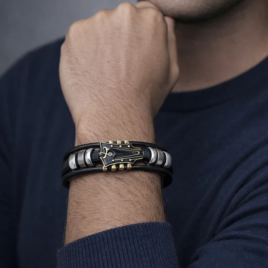 Vintage Leather Guitar Bracelet, Men's Bracelet, Retro Music-Inspired Wristband Accessory, Gift for Music Lover - soufeelau