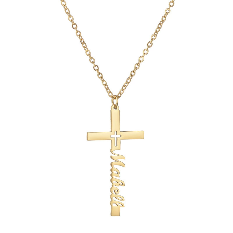 Custom Name Cross Necklace Personalized Minimalist Jewelry Everyday Fashion Accessory - soufeelau